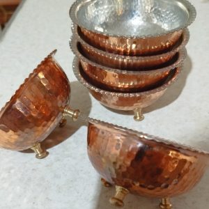 بستنی خوری پایه دار و پیاله پایه دار مسی