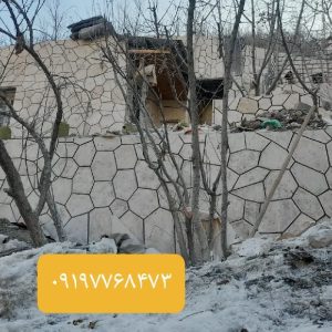 اجرای سنگ لاشه دیوار ویلا باغچه کبابپز