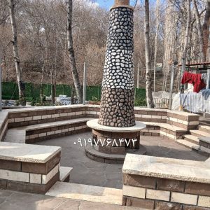 اجرای سنگ لاشه دیوار تیشه ای  نما ویلا