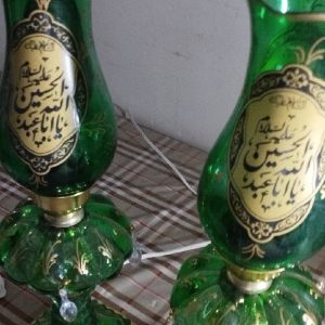 فروش شمعدانی شیشه ای سبزرنگ نونونوواستفاده نشده